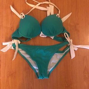 Green two piece bikini set